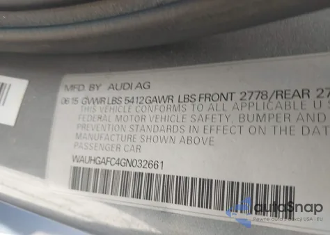 2016 Audi A6 3.0T Premium Plus from USA, damaged, VIN WAUHGAFC4GN032661